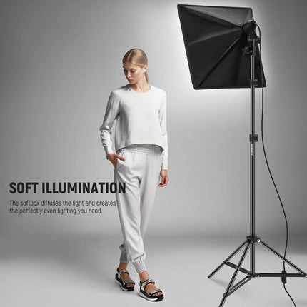 Neewer Kit Softbox 24 x 24 Pulgadas con Bombilla LED 35W y Soporte 6.8'