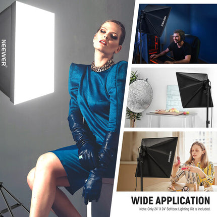 Neewer Kit Softbox 24 x 24 Pulgadas con Bombilla LED 35W y Soporte 6.8'