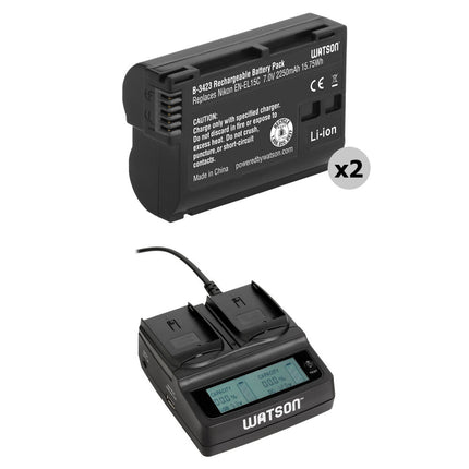 Watson Duo Cargador LCD con Dos Baterías EN-EL15c 2250mAh 7V