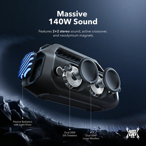 Soundcore by Anker Boom 2 Plus Altavoz Bluetooth Exterior 140W 20h Batería Phantom Black