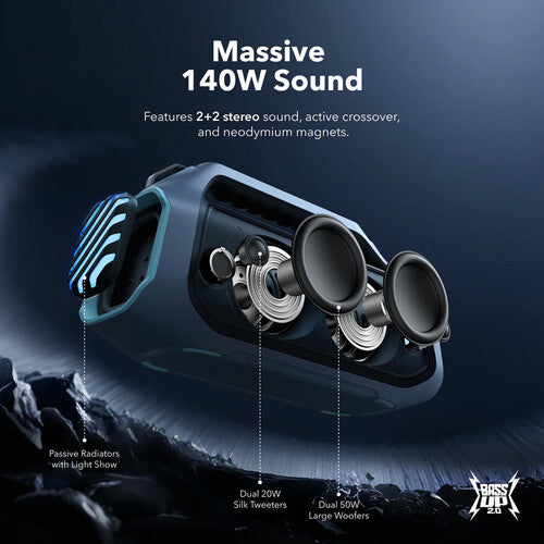 Soundcore by Anker Boom 2 Plus Altavoz Bluetooth Exterior 140W 20H batería azul Explorer