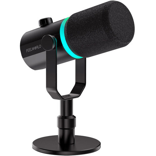 FeelWorld PM1-AS Micrófono Dinámico Cardioide XLR USB con Boom Arm 24Bit 96kHz