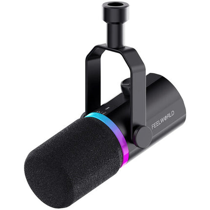 FeelWorld PM1-AS Micrófono Dinámico Cardioide XLR USB con Boom Arm 24Bit 96kHz