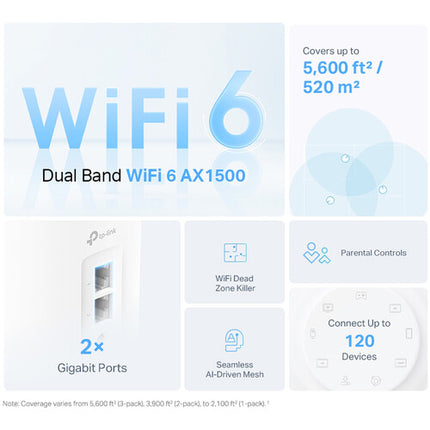 TP-Link Deco X15 AX1500 Sistema Wi-Fi Mesh Dual Band Gigabit 5600 ft² 3 Piezas
