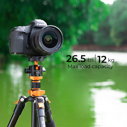 K&F Concept K255A7 Trípode de Aluminio con Cabezal BH-32L Capacidad 12kg Altura 60-233cm