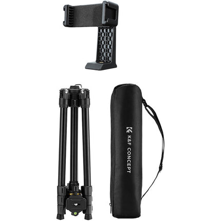K&F Concept K234A3 Trípode de Magnesio para Viaje con Rango de Altura 21.7 a 70.1 Pulgadas y Soporte para Teléfono