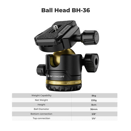 K&F Concept K234A3 Trípode de Magnesio para Viaje con Rango de Altura 21.7 a 70.1 Pulgadas y Soporte para Teléfono