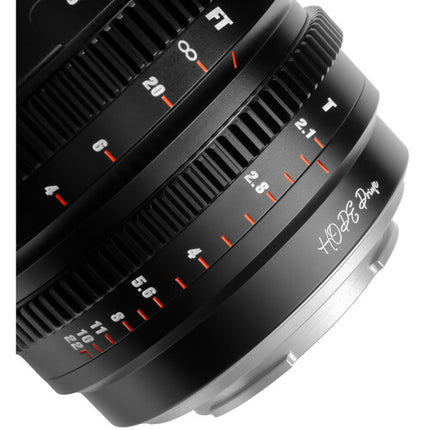 7Artisans 10mm T2.1 Hope S35 Lente Cine Canon RF con Apertura T22 y ISO 35mm