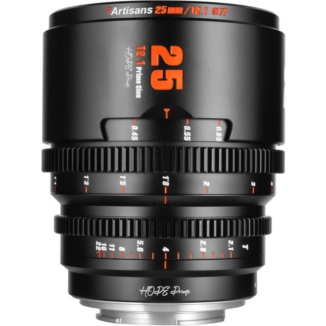 7Artisans 25mm T2.1 Hope S35 Objetivo Cine para Sony E con apertura T2.1 y 83mm diámetro frontal