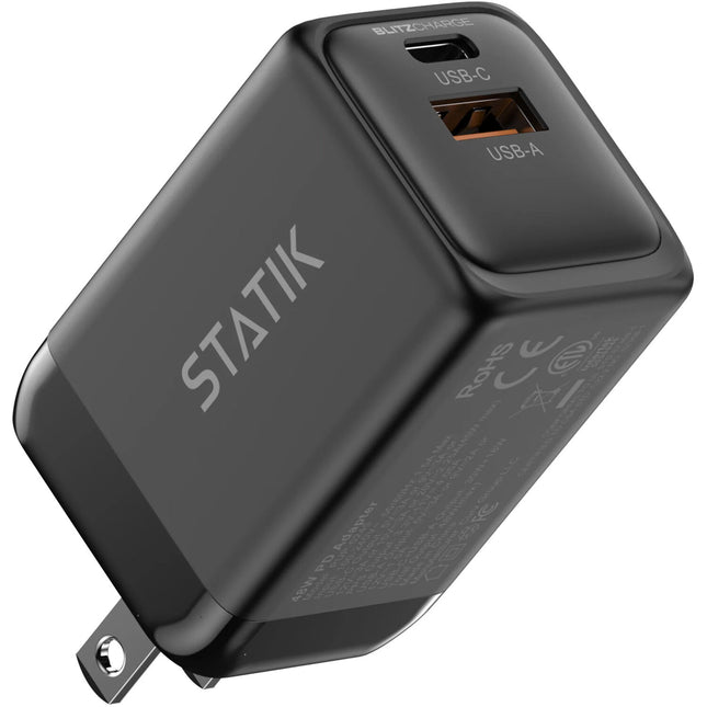 Statik 48W Cargador de Viaje USB GaN 2 Puertos 45W USB-C 18W USB-A
