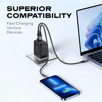 Statik 48W Cargador de Viaje USB GaN 2 Puertos 45W USB-C 18W USB-A
