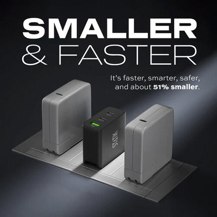 Statik 65W GaN Cargador de Pared USB 3 Puertos con 1 USB A 2 USB C Plegable