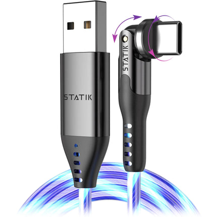 Statik PowerPivot GloBright Cable de carga USB-A a USB-C 2m LED azul con organizador de silicona