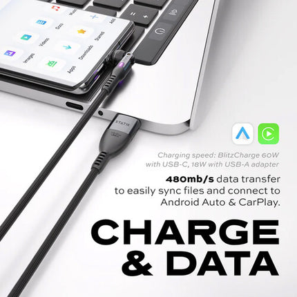Statik PowerPivot Pro Cable de carga USB-C a USB-C 100W 2m con organizador de silicona