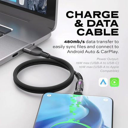 Statik PowerPivot Cable de carga USB-A a USB-C 2 m 480 Mb s con organizador de silicona