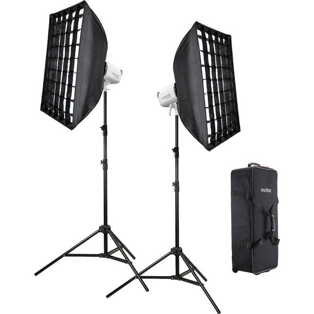 Godox Litemons LA150R RGB LED Monolight Kit doble 165W 1800-10000K con softboxes y soporte