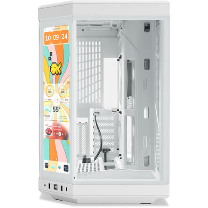 HYTE Y70 Touch Infinite Torre Media Snow White con Pantalla Táctil 14.5 Pulgadas y Soporte para GPUs de 16.6 Pulgadas