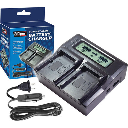 Vidpro Cargador Doble para Canon LP-E17 con Pantalla LCD y Adaptador Carro