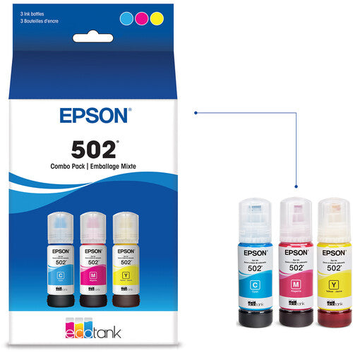 Epson T502 Pack de Botellas de Tinta Multicolor EcoTank 70mL cada una para impresoras EcoTank