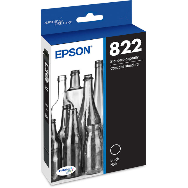 Cartucho de tinta Epson T822 negro estándar para impresoras WorkForce Pro WF-3820 WF-4820 WF-4830 con Sensormatic