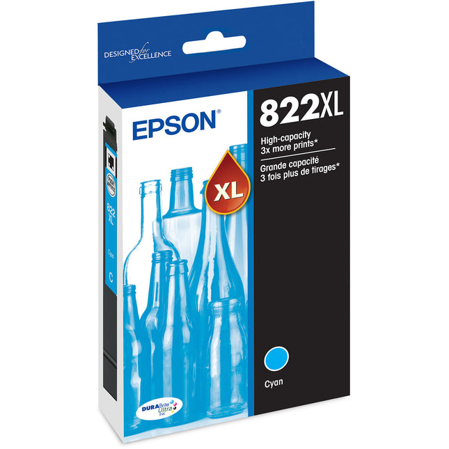 Cartucho de tinta cyan Epson T822 alta capacidad para impresoras WorkForce Pro WF-3820 4820 4830 Sensormatic