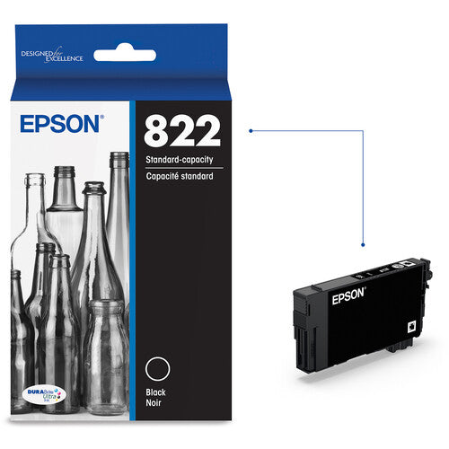 Cartucho de tinta Epson T822 negro estándar para impresoras WorkForce Pro WF-3820 WF-4820 WF-4830 con Sensormatic