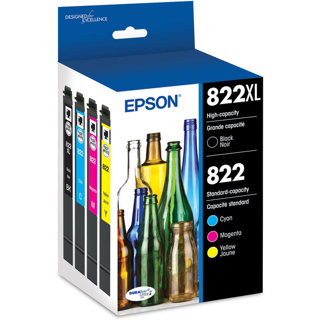 Epson T822 Pack Cartuchos Tinta Negro Alta Capacidad y Color WF-3820 4820 4830