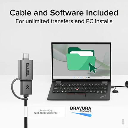 Plugable Cable de Transferencia USB 3.0 Windows 2x USB-A y USB-C 6.6 pies 5 Gb/s