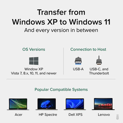 Plugable Cable de Transferencia USB 3.0 Windows 2x USB-A y USB-C 6.6 pies 5 Gb/s