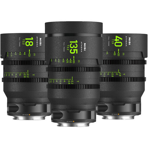 NiSi ATHENA PRIME T2.2 18mm 40mm T1.9 135mm Full-Frame Kit lentes cine