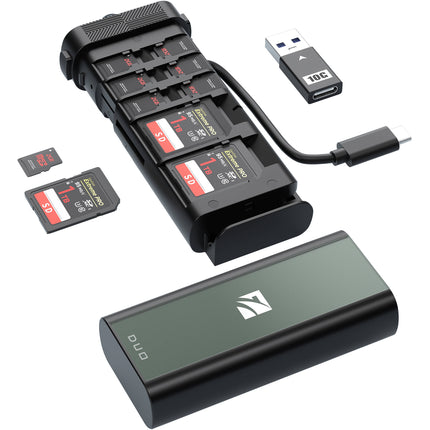 Freewell Duo Lector de Tarjetas con Almacenamiento para 13 Tarjetas y Cable USB-C