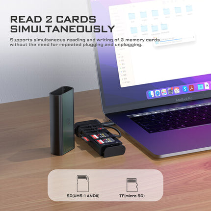 Freewell Duo Lector de Tarjetas con Almacenamiento para 13 Tarjetas y Cable USB-C