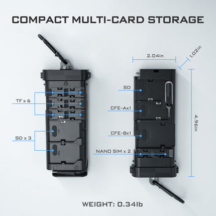 Freewell Duo Lector de Tarjetas con Almacenamiento para 13 Tarjetas y Cable USB-C