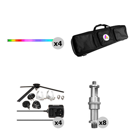 Astera AX1 Tubo LED RGB 3.4' Kit 4 Luces Batería 20 Horas IP65