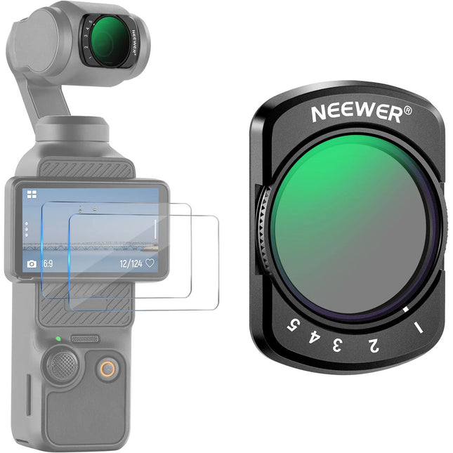 Neewer Filtro ND Variable Magnético ND2-ND32 para DJI Osmo Pocket 3 con Protector LCD y Paño de Limpieza