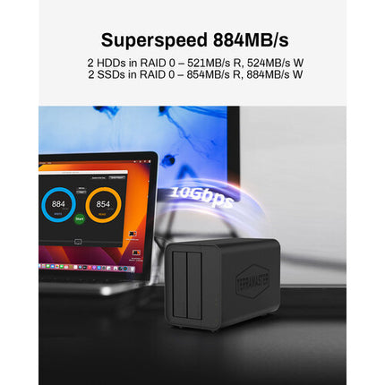 TerraMaster D2-320 Caja RAID USB 3.2 Gen 2 con 2 Bahías SATA 3.5 2.5 pulgadas