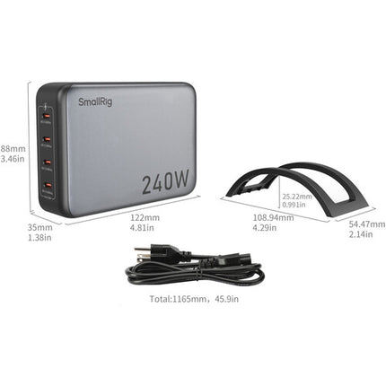 SmallRig 240W Adaptador de Corriente USB-C 4 Puertos 140W y Soporte