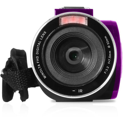 Minolta MN260NV Videocámara con Visión Nocturna Full HD 1080p 16x Zoom 3" Pantalla Táctil