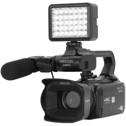 Minolta MN4KPRO Cámara UHD 4K60 con Zoom 18x Micrófono y Luz LED