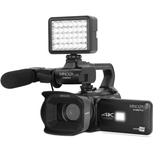 Minolta MN4KPRO Cámara UHD 4K60 con Zoom 18x Micrófono y Luz LED