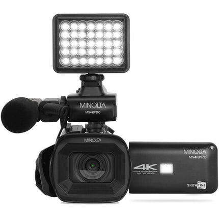 Minolta MN4KPRO Cámara UHD 4K60 con Zoom 18x Micrófono y Luz LED