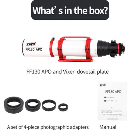 ZWO FF130 APO Telescopio 130mm OTA 1000mm F7 Rotador 360 Grados