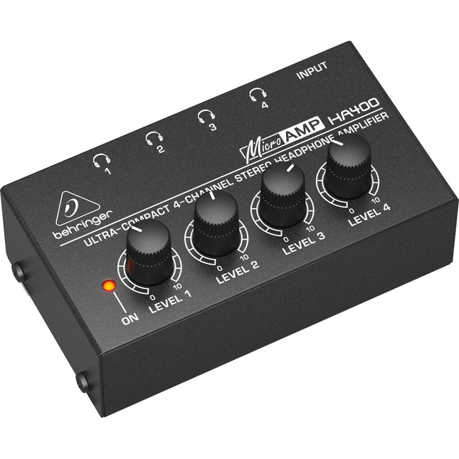 Behringer MicroAMP HA400 Amplificador de Auriculares 4 Canales Estéreo Compacto AC