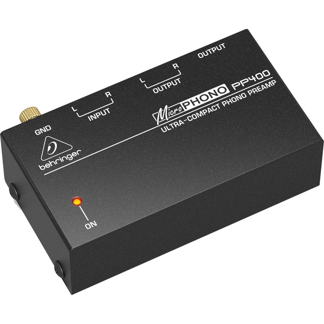 Behringer PP400 Ultracompacto Preamplificador Phono con Salida 1/4" TRS y Adaptador 12 VDC