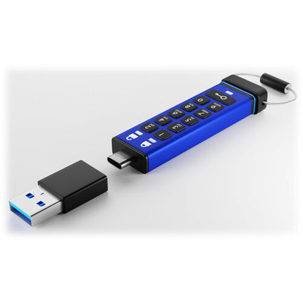 Istorage 128GB datAshur PRO+C USB-C Unidad Flash Encriptada 310MB/s Con Funda Y Adaptador