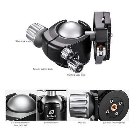 Leofoto LH-47LR Cabeza de Bola 48.5 lb y 3.9" con Abrazadera LR-60