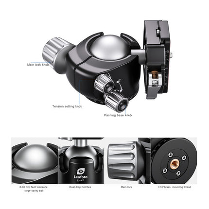 Leofoto LH-47LR Cabeza de Bola 48.5 lb y 3.9" con Abrazadera LR-60
