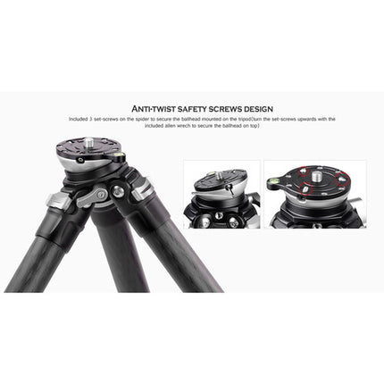Leofoto LS-223CEX X Ranger trípode de mesa fibra de carbono 15.1" carga 11.4 lb con rótula LH-25