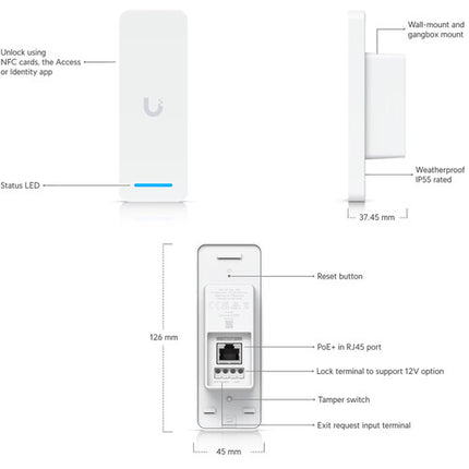 Ubiquiti UniFi Access Ultra Lector NFC 13.56 MHz Alcance 1.9 Pulgadas