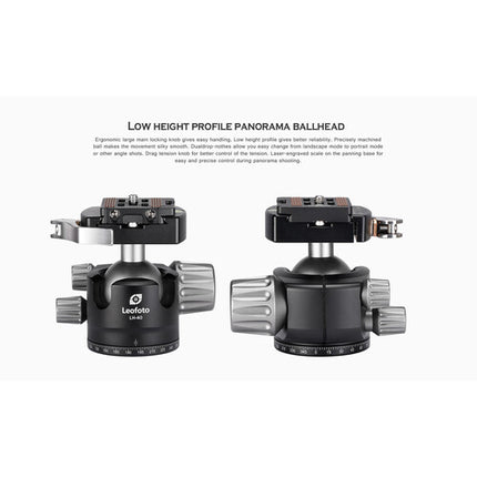 Leofoto LS-365CX Trípode de Fibra de Carbono con Cabezal Esférico LH-40LR 60 cm y 44 lb de carga